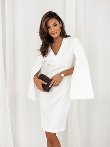 Abito Aderente da Donna con Scollo a V, Maniche Lunghe e <span class=keywords><strong>Spacco</strong></span> <span class=keywords><strong>Laterale</strong></span>, Tinta Unita, Moda Autunnale - Product Image 6