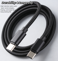 Câble USB-C universel en nylon avec conducteur en cuivre pur et blindage tressé pour téléphones, tablettes, ordinateurs portables, imprimantes - Cordon de charge rapide et de transfert de données
