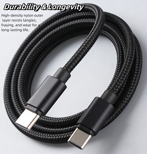 สายเคเบิลไนลอนแบบ Type-C ชนิด Universal ตัวนำทองแดงแท้ ป้องกันด้วยเส้นใยถัก สำหรับ<span class=keywords><strong>โทรศัพท์</strong></span> แท็บเล็ต แล็ปท็อป เครื่องพิมพ์ - สายชาร์จเร็วและถ่ายโอนข้อมูล - Product Image 4