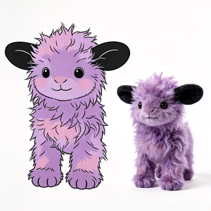 Venta Directa de Fábrica, Peluche de Animalito Adorable, Peluche Personalizado de Oveja Pequeña Morada con Pelo Rizado y Orejas Grandes, Peluche Personalizado - Product Image 1