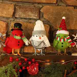 Green <b>Red</b> Gray Xmas <b>Ornaments</b> Bird Figurine Top Decoration Christmas Table Decorations Birds - Product Image 3
