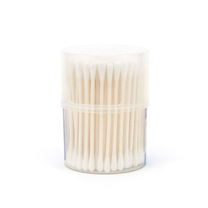 Bâtons d'oreille en bambou à double tête réutilisables avec logo personnalisé Boîte en bambou cotons-tiges en <span class=keywords><strong>silicone</strong></span> pour maquillage écouteurs - Product Image 1