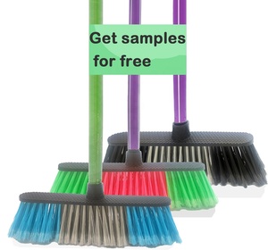 Plastic Long Straw Coconut Broom Handle Wood Broom Brush Leaf Stick Buyers With Accessories