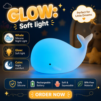 Lampe mignonne en silicone souple en forme d'animal, veilleuse LED portable rechargeable par USB pour enfants, lampe de chevet pour chambre d'enfant