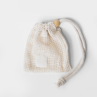 Sacs de conservation des produits réutilisables vintage beige, porte-savon, gommage corporel, pochette moussante, sac à linge en jute à cordon