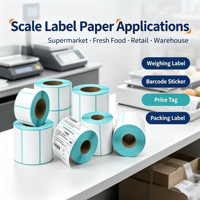 Rouleaux de papier adhésif thermique pour étiquettes, machine de pesage électronique, taille personnalisée, autocollant de code-barres et de prix, export direct usine OEM