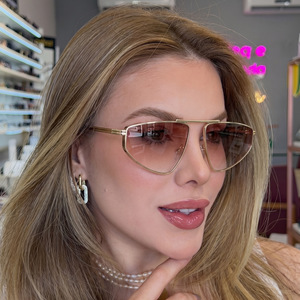 Custom Logo 2026 Fashion Luxury Triangle <b>Shades</b> <b>Sun</b> Glasses UV400 Metal Cat Eye Sunglasses for Women - Product Image 3