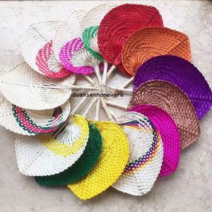 Abanicos de Mano Naturales Multicolores Baratos, Abanicos Decorativos de Hoja de Palma, Tejidos a Mano con Fibra Natural de Bambú y Paja, Abanicos de Hoja de Palma Hechos a Mano - Product Image 4