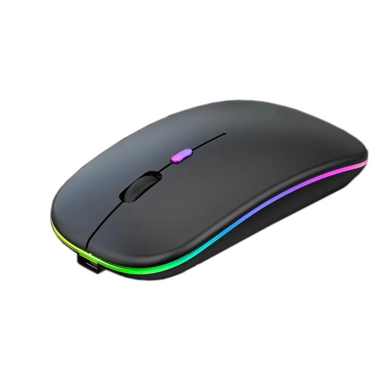 Mute Rechargeable Lithium Battery Colorful Backlight LED 2.4Ghz Optical Gaming Wireless Mouse