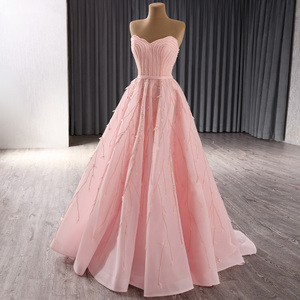 Robes de bal en sequins et perles rose bonbon, style princesse, sans bretelles, longueur au sol, robes de bal formelles Rsm241109 - Product Image 6