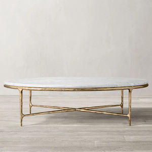 <span class=keywords><strong>Mesa</strong></span> <span class=keywords><strong>de</strong></span> Centro Redonda <span class=keywords><strong>de</strong></span> Mármol con Estructura Metálica Martillada a Mano - Product Image 1