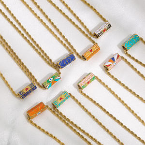 Collier pendentif en forme de cœur avec lettres d'<span class=keywords><strong>amour</strong></span> pour les amoureux, chaîne torsadée en acier inoxydable, collier à gouttes d'huile, cadeaux de couple pour femmes - Product Image 2