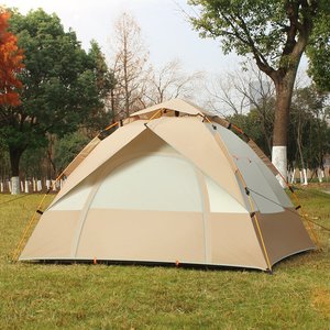 Outdoor Tent Two Door Two Window 2 Person <b>Camping</b> Tent Quick Open Foldable Beige Single Layer Four Seasons Waterproof - Product Image 2