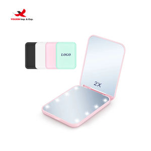 Miroir compact pliable en métal doré avec grossissement LED, petit miroir de maquillage pour sac à main, prix bas pour achats mixtes - Product Image 1
