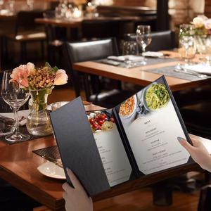 Protège-menus en cuir PU 8,5x11 po (2 pages) et 4,25x11 po (demi-page) avec coins biseautés pour listes <span class=keywords><strong>de</strong></span> vins, bars à café, pubs et hôtels - Product Image 6
