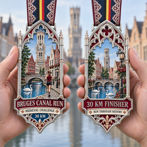 Medalla de Running Virtual Personalizada de 30KM de <span class=keywords><strong>Bruges</strong></span> para la Carrera Canal City, Premio Deportivo de Aleación de Zinc Metálico con Cinta - Product Image 1