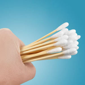 Hisopos de algodón de doble punta Haishi Hainuo, con varillas de bambú, puntas redondeadas, algodón absorbente de alta calidad, desechables, para uso doméstico. - Product Image 2