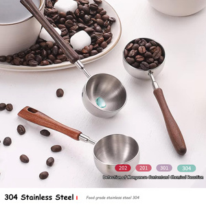 Cuchara Medidora de Acero Inoxidable 304 con Mango de Madera de Nogal, Personalizada, de Grado Alimenticio, 30 ml, para Café, Té, Leche en Polvo - Product Image 5