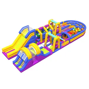 定制彩色多运动游戏大型充气攀爬跳跃滑梯障碍物充气游乐场