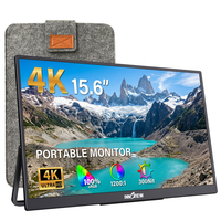 Moniteur portable de voyage 15,6 pouces 4K 60Hz ultra-fin et léger avec amélioration visuelle HDR pour ordinateur portable, PC, PS5, Switch, usage professionnel