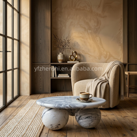 Table basse ronde luxueuse et sophistiquée en marbre blanc naturel pour maisons, hôtels, jardins et villas