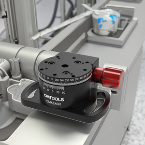 שלבי סיבוב ידניים מדויקים של OMTOLS, תנועה של 360 מעלות, הנעה באמצעות תמסורת תולעת עם מסבי כדור, סגסוגת אלומיניום, יחס העברה 1:62, אחריות לשנה - Product Image 6