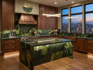 Grandes dalles de quartzite naturel vert avocat poli, écologiques et modernes, garantie 1 an, pour salle de bain, appartement, usage intérieur - Product Image 2