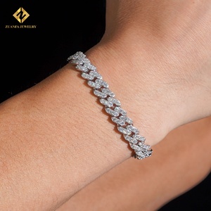 Lab Grown Diamond Bracelet Popular Cuban Chain Cuban Link Chain Necklace Bracelet <b>Men</b> Iced Out Diamond 925 - Product Image 6