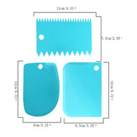 Lot de 3 spatules à pâte écologiques en plastique, grattoir à crème, découpeurs de pâte à denture irrégulière, outil de pâtisserie DIY