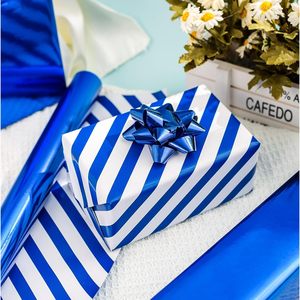 Merture Reversible Royal Blue Wrapping <b>Paper</b> <b>Roll</b> 17 In X 32.8 Ft Metallic Stripe Design Gift <b>Wrap</b> For Baby Shower Birthday - Product Image 4