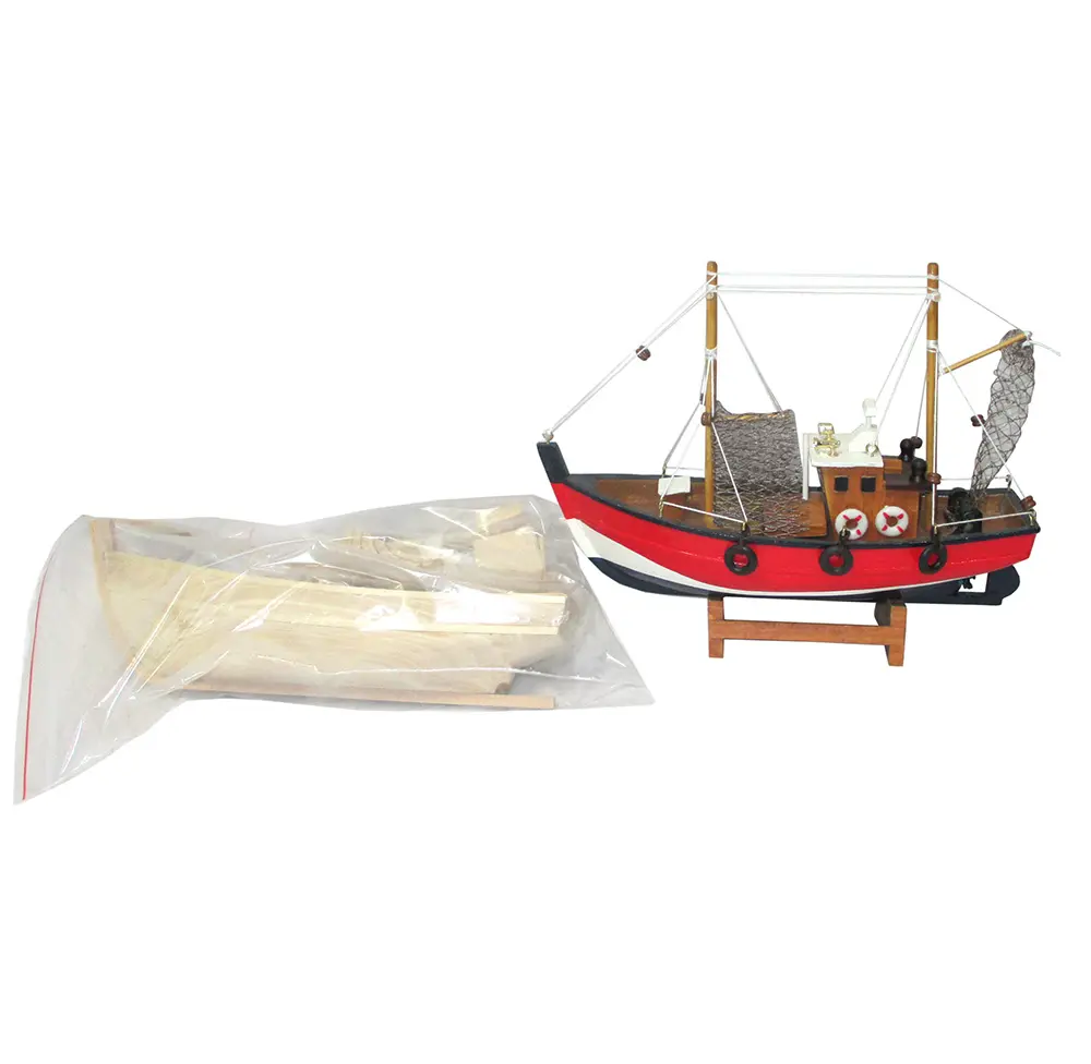 Wooden fishing boat model kit unique kids child toy diy painting educational school teaching toy handmade promotional gift