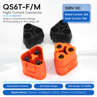 Connecteur anti-étincelles à courant élevé QS6-T 60A, 500V CC, en cuivre plaqué or, pour stockage d'énergie de batterie