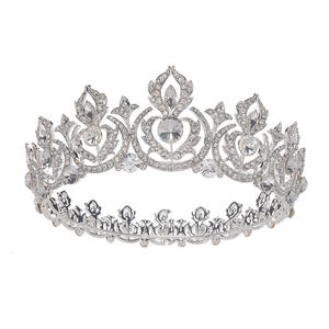 Corona DE BODA completa ajustable de alta calidad, Tiara de mujer, accesorio de joyería para el cabello para <span class=keywords><strong>maquillaje</strong></span> de fiesta para bodas, ocasiones especiales - Product Image 4