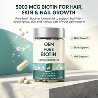 Biotine pure 5000 mcg Booster pour la croissance des cheveux, de la peau et des ongles, 120 capsules végétariennes