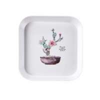 Plateau carré en mélamine de 6 pouces pour la collecte des déchets osseux, idéal pour les collations et les fruits secs - Vente en gros