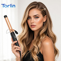 Torlin Keramik Curling Iron 1 Inci 42W PTC Pemanas Cepat Alat Pengeriting Rambut 9 Tingkat LCD 140-220C Tegangan Ganda Alat Penata Rambut Salon