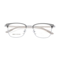 34993 Montures de lunettes de vue en alliage de haute qualité, design demi-cerclé dimensionnel, fabrication méticuleuse