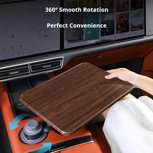360&deg; Rotating Wood Panel Car Mount Floating Heightened Small Tea Office Square <strong>Table</strong> Vehicle Interior Parts Tabletop Accessories - Product Image 1