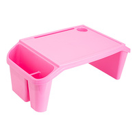 Table de lit portable pour écrire, manger, jouer, salle de classe, verte, plateau en plastique pour enfants, plateau pour ordinateur portable, table de petit-déjeuner avec poches latérales