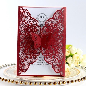 Tarjeta de felicitación de boda con corte láser, tarjeta de invitación festiva de color azul intenso, tarjeta de felicitación con diseño europeo, invitación de boda con patrón europeo - Product Image 3