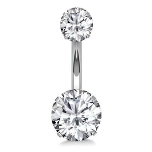 Clous de nombril en acier inoxydable avec zircon rond serti, bijoux de piercing unisexe tendance - Product Image 5