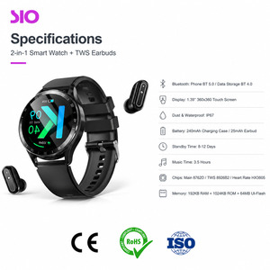 Auricolari TWS <span class=keywords><strong>2</strong></span> in 1 e Smartwatch con Logo Personalizzato OEM ODM, Schermo da 1,39 Pollici 360x360, Impermeabile IP67, Risposta alle Chiamate, Vendita all'Ingrosso - Product Image 4