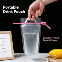 Sacs à Boissons Transparents en Plastique avec Fermeture Éclair Personnalisés 350ml 500ml