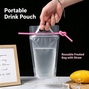 Sacchetto Trasparente Personalizzato per Bevande con Chiusura a Zip in Plastica da 350ml e 500ml - Product Image 1