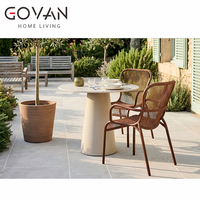 Fauteuil de salle à manger extérieur pour hôtel et jardin au design moderne avec structure en aluminium thermolaqué et tressage en corde écologique