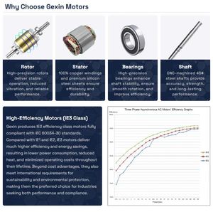 มอเตอร์ไฟฟ้ากระแสสลับแบบอะซิงโครนัสสามเฟส กำลังไฟ 0.37 กิโลวัตต์ ความเร็วรอบ 3000 รอบต่อนาที ประสิทธิภาพ IE3 พร้อมตัวเครื่องอะลูมิเนียม ปรับแต่งได้ - Product Image 2
