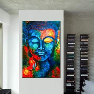 Zen Slaapkamer Wall Art Kleurrijke Abstracte <span class=keywords><strong>Ganesha</strong></span> Canvas Prints Met Lotus Bloem Moderne Boeddha Foto Ingelijst Kunstwerk Woonkamer - Product Image 3