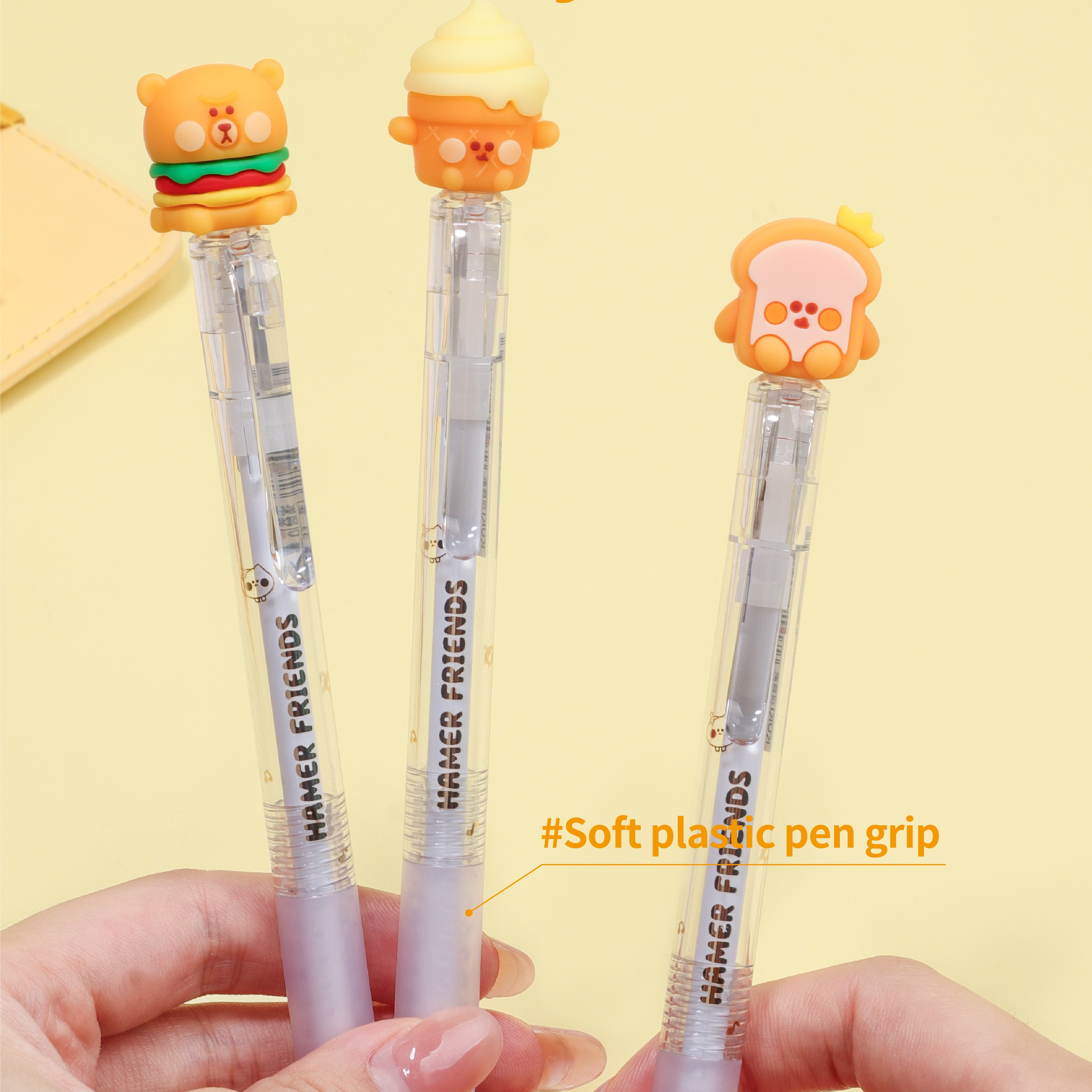 Оптовая продажа, милые школьные пластиковые стираемые гелевые ручки с чернилами 0,5 мм для детей, семейная гелевая ручка для гурманов