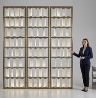 Paravent Rotatif Décoratif en Verre Cristal et Acier Inoxydable Modulaire Personnalisable, Design Moderne de Luxe Italien pour