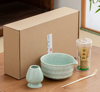 Ensemble de thé japonais classique personnalisé, cuillère en bambou, fouet Chasen, support, bol en céramique, kit Matcha pour la cérémonie du thé Matcha